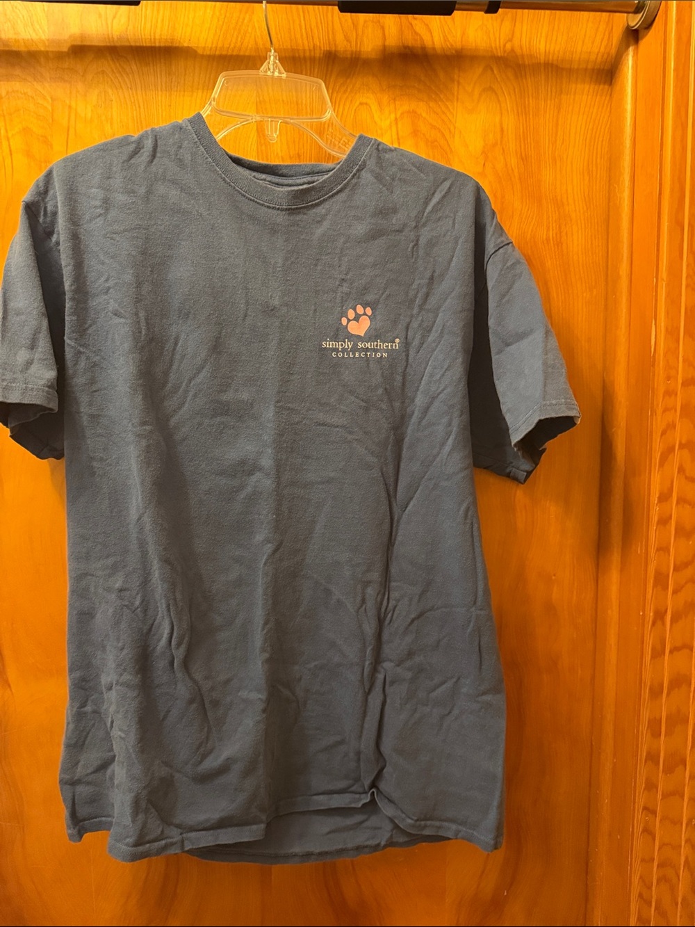 Simply Southern Navy Short Sleeve Crewneck T-Shirt with Small Coral Logo